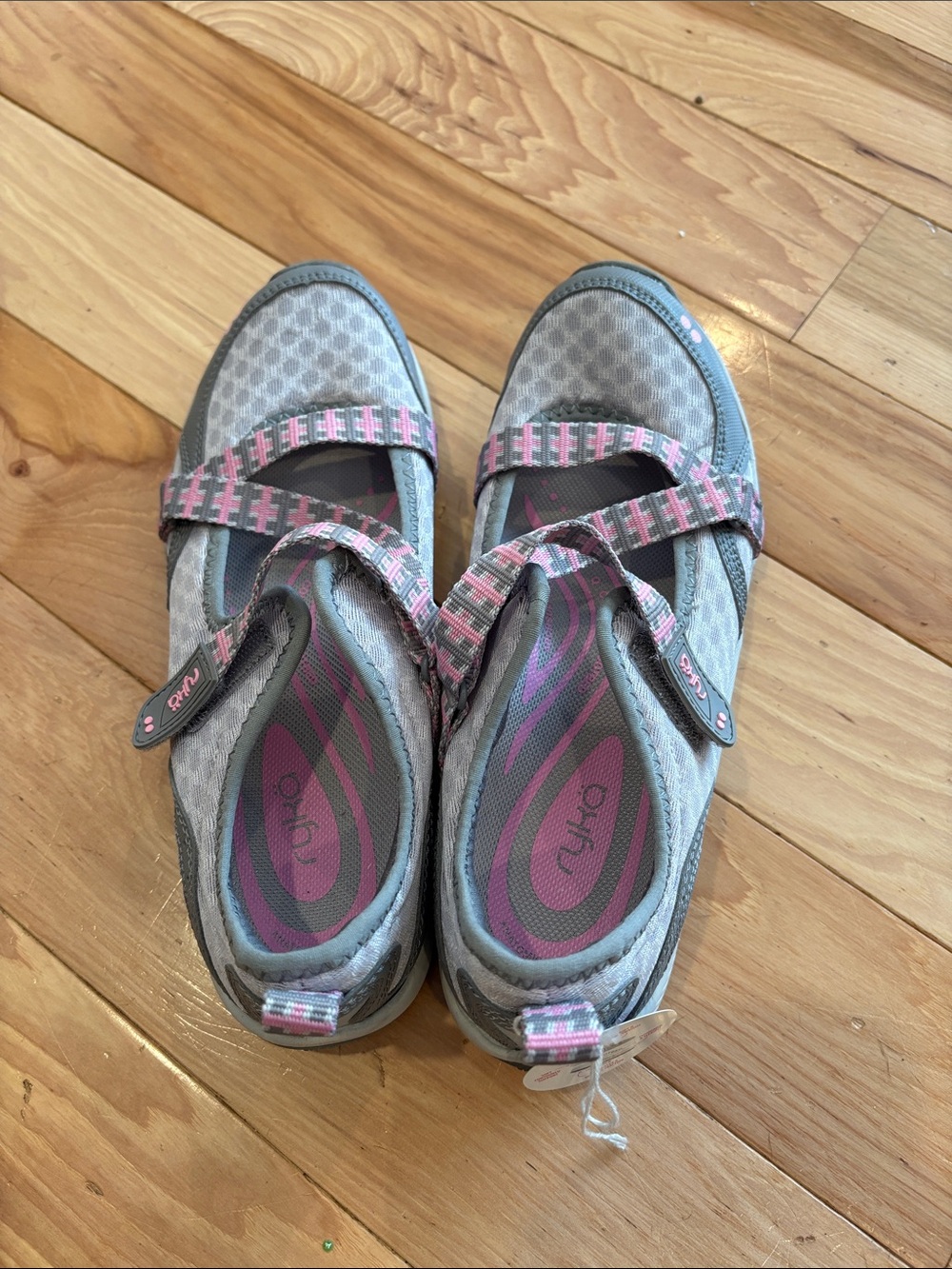 Ryka Gray and Pink Mary-Jane Style Sneakers